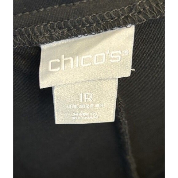 Chicos Woman’s Size 1 R Black Leggings Dressy Silver Bling At Tighter Ankle - Picture 6 of 7